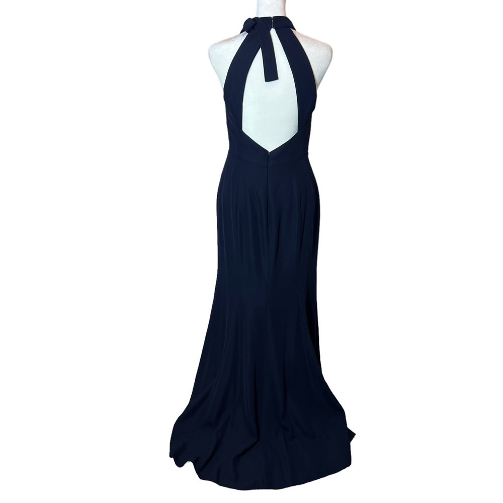 After Six Bow Neck Open Back Trumpet Gown Midnight Navy Maxi Dress, NWT, Size 14 - Picture 3 of 8